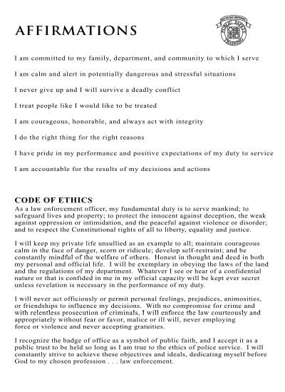 Code of Ethics Card